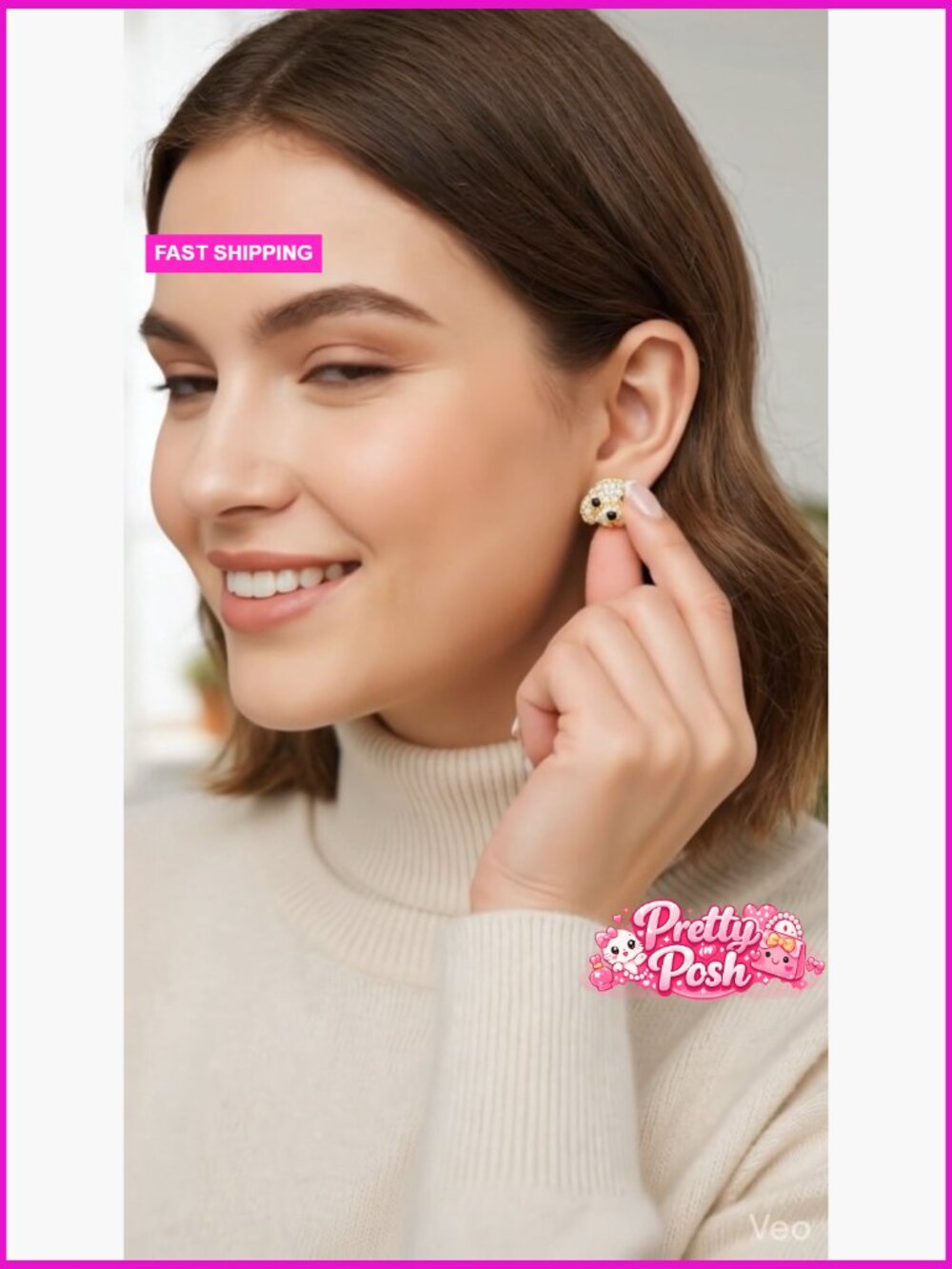 Dog Breed Stud Earrings with Crystals for Women - Picture 7 of 7